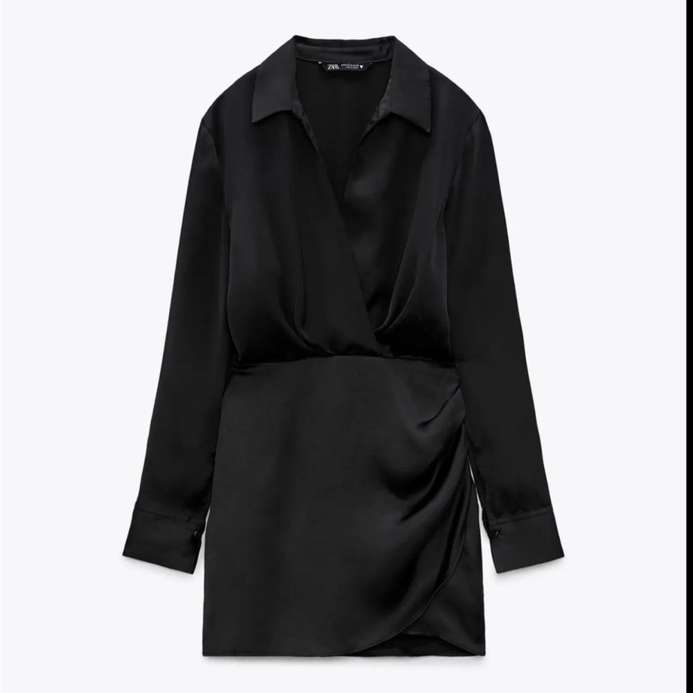 Zara Black Satin Mini Dress